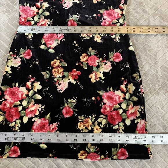 Current Project Womens M Dress Mini Bodycon Velvet Floral Short Sleeve Open Back - Picture 7 of 11